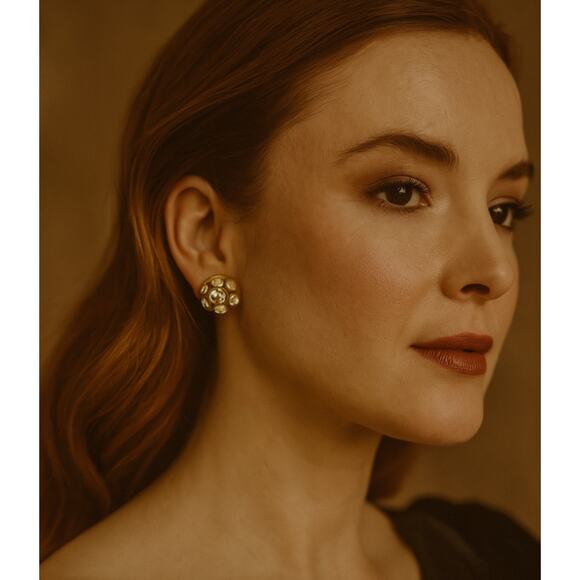 Vintage Aurora Borealis Dome Clip On Earrings - Picture 1 of 13